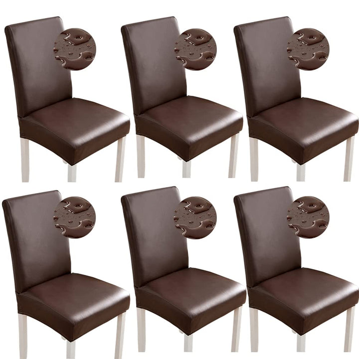 Stuhlhussen 6er/4er PU Leder Stuhlbezug wasserdichte Stretch Esszimmer Stuhlüberzug Stretch Stuhl Hu