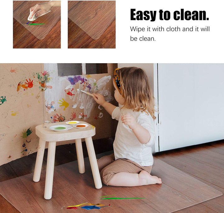 Kuyal Clear Stuhlmatte für Harte Böden76x120cm transparente Fussmatten Holz- / Fliesenschutzmatte fü
