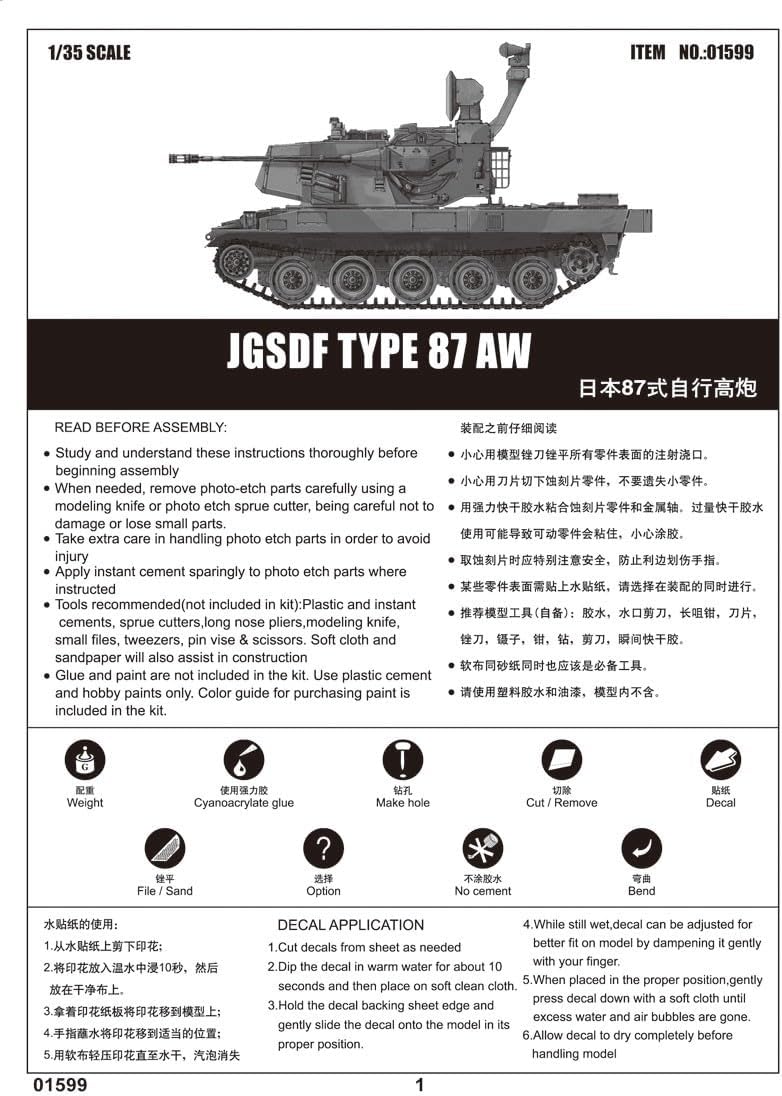 Trumpeter 1599 Modellbausatz JGSDF Type 87 SPH
