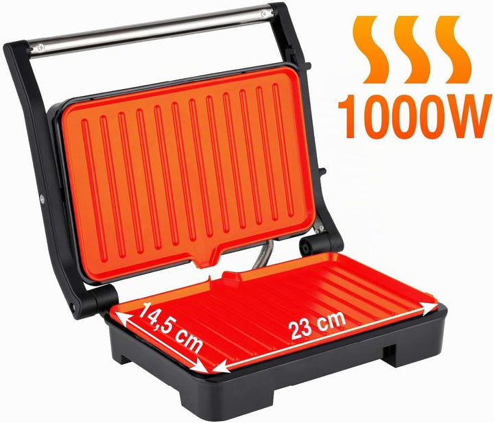 Kontaktgrill 2-in-1 – Kontakt- &amp; Flächengrill mit Temperaturregelung – Antihaftplatten, Edelstahlgeh