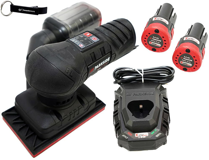 HEADNMORE® Bundle - PARKSIDE PERFORMANCE® 12V Akku Schwingschleifer PASSP 12 + HEADNMORE® Schlüssela