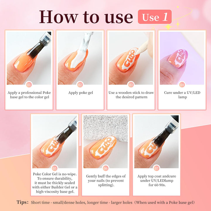 JODSONE UV Gel Nagellack Set, 8 Farben Poke Gel Nagellack-Set mit beinhaltet Base Coat, Top Coat, Ho