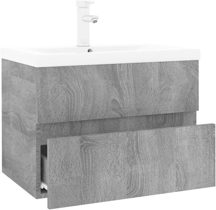 WIFESE Waschbeckenschrank mit Einbaubecken 61x39,5x18,5 cm Grau Sonoma Holzwerkstoff Waschtischunter