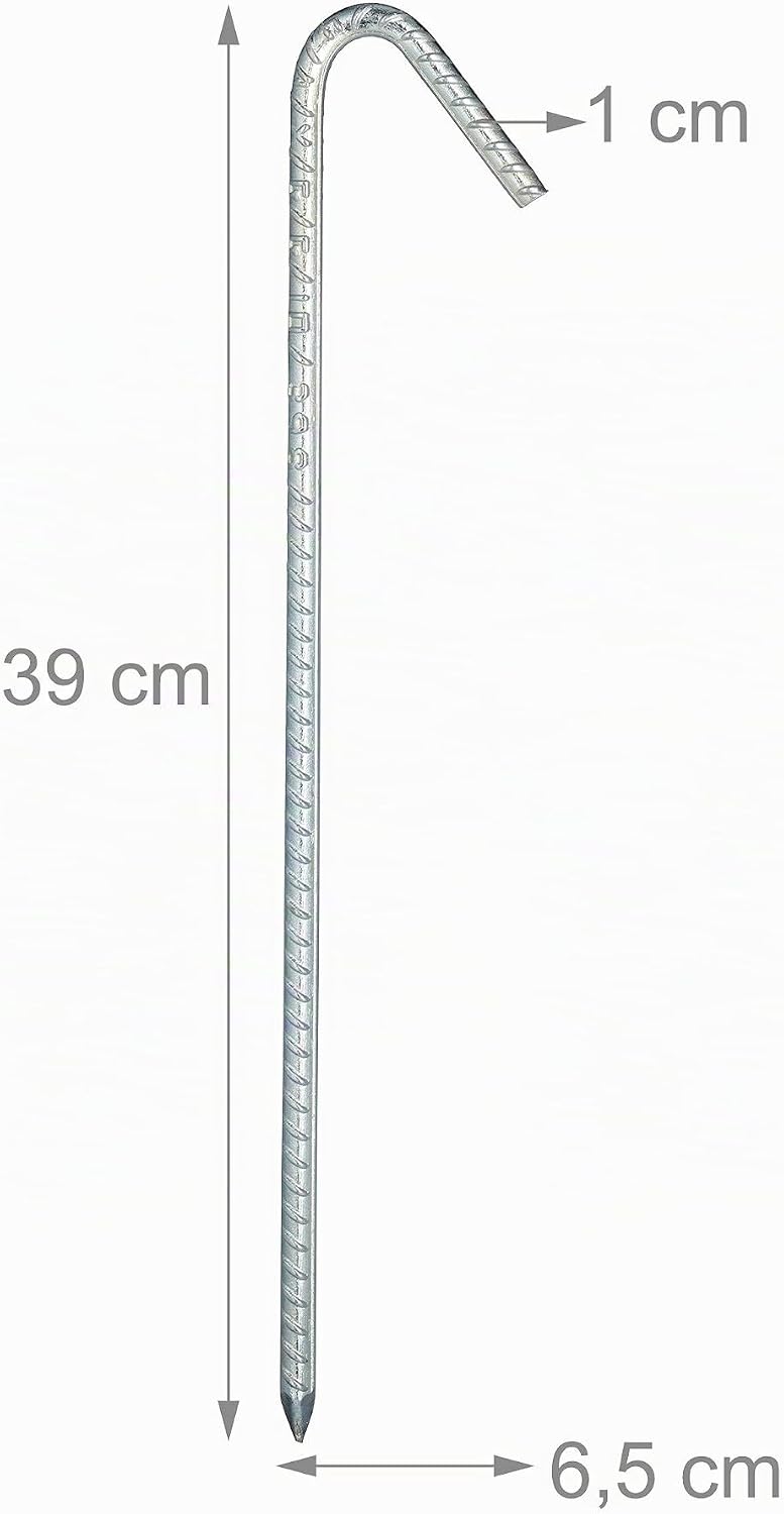 Relaxdays, silber XL Bodenanker im 10er Set, extrem stabile Erdanker, Zeltzubehör, extra lang, 37 cm