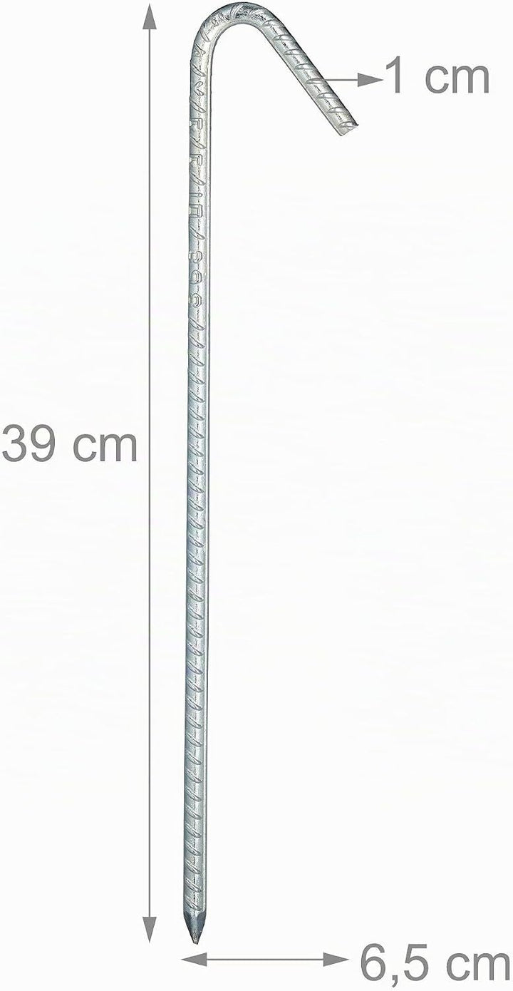 Relaxdays, silber XL Bodenanker im 10er Set, extrem stabile Erdanker, Zeltzubehör, extra lang, 37 cm
