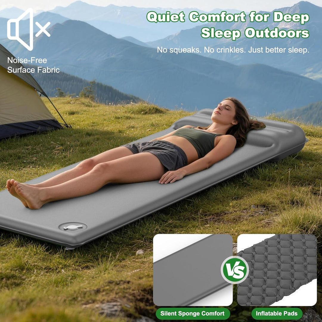 WARMTUYO Camping Isomatte, R-Wert 8,5, Extra Warme Schaumstoff-Schlafmatte mit Integriertem Kissen,