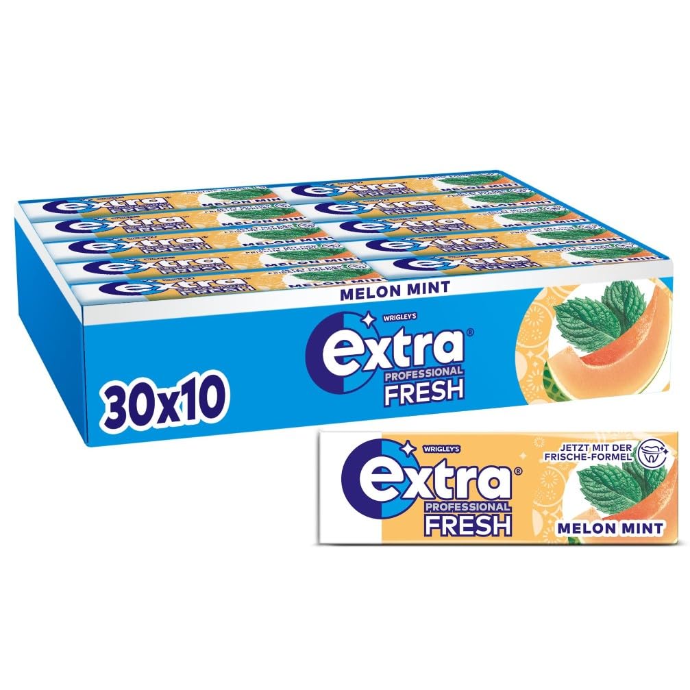 Extra Professional Fresh Melon Mint, Zuckerfreier Kaugummi, Multipack mit 30x10 Dragees, Für frische
