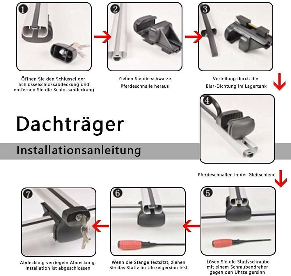 AllRight L123cm Skiträger Dachgepäckträger Gepäckträger Dachträger Universal Aluminium Roof Rack Rai