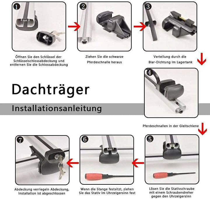 AllRight L123cm Skiträger Dachgepäckträger Gepäckträger Dachträger Universal Aluminium Roof Rack Rai
