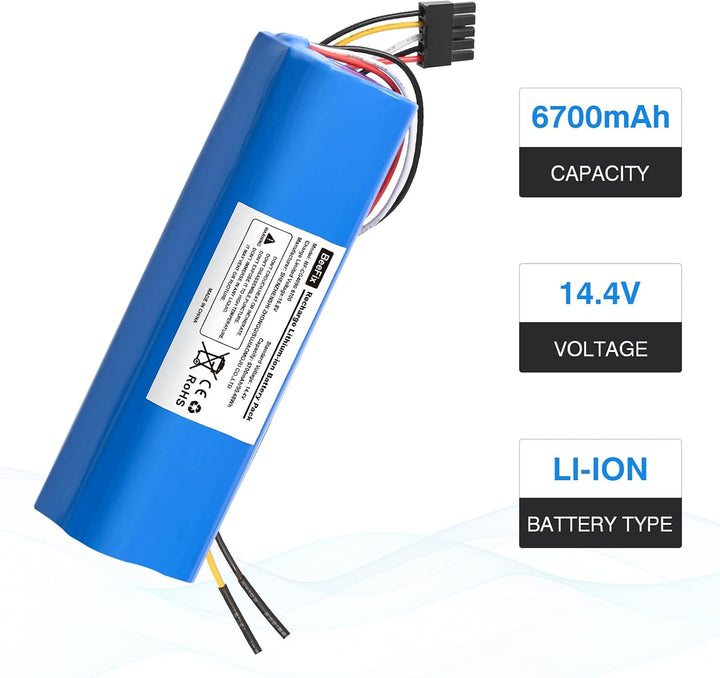 6700mAh Akku Ersatz für Conga 4090 4490 4590 4690 14.4V Li-ion Akku Batterie Staubsauger Robotic Vac