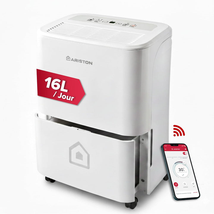 Ariston Deos 16s Wi Fi Tragbarer Luftentfeuchter, 430W, 16 Liter/Tag, Weiss 16 Litri Wi-Fi, 16 Litri