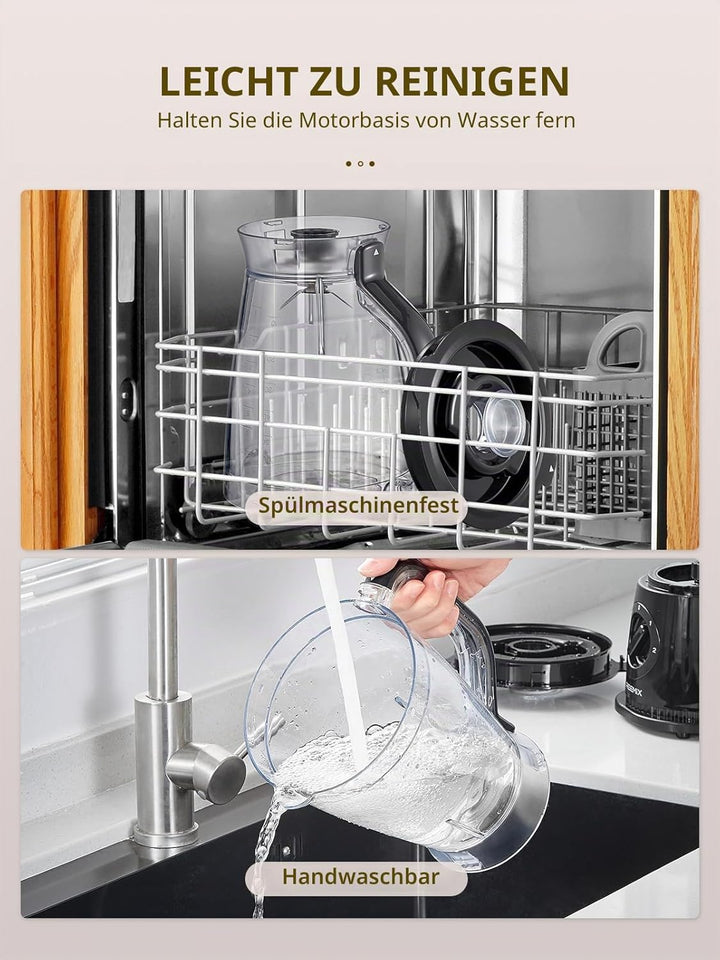 Standmixer 500W, 1,5 L Mixer mit 2 Geschwindigkeitsstufen & Pulsfunktion, Edelstahlmesser, abnehmbar