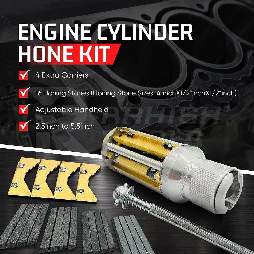 Motorzylinder-Honsatz 2,5" bis 5,5" mit 4 zusätzlichen Trägern. Einstellbarer Hand-Honmaschinen-Werk