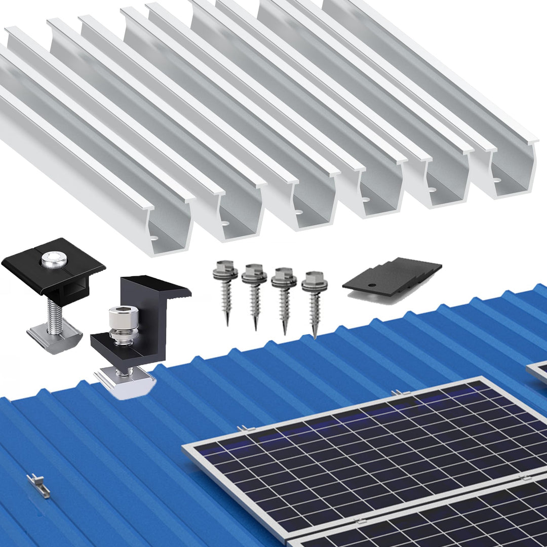 Solarmodul Halterung Befestigungssystem, Alu PV Modul Halterung mit 12CM Montageschiene und Befestig