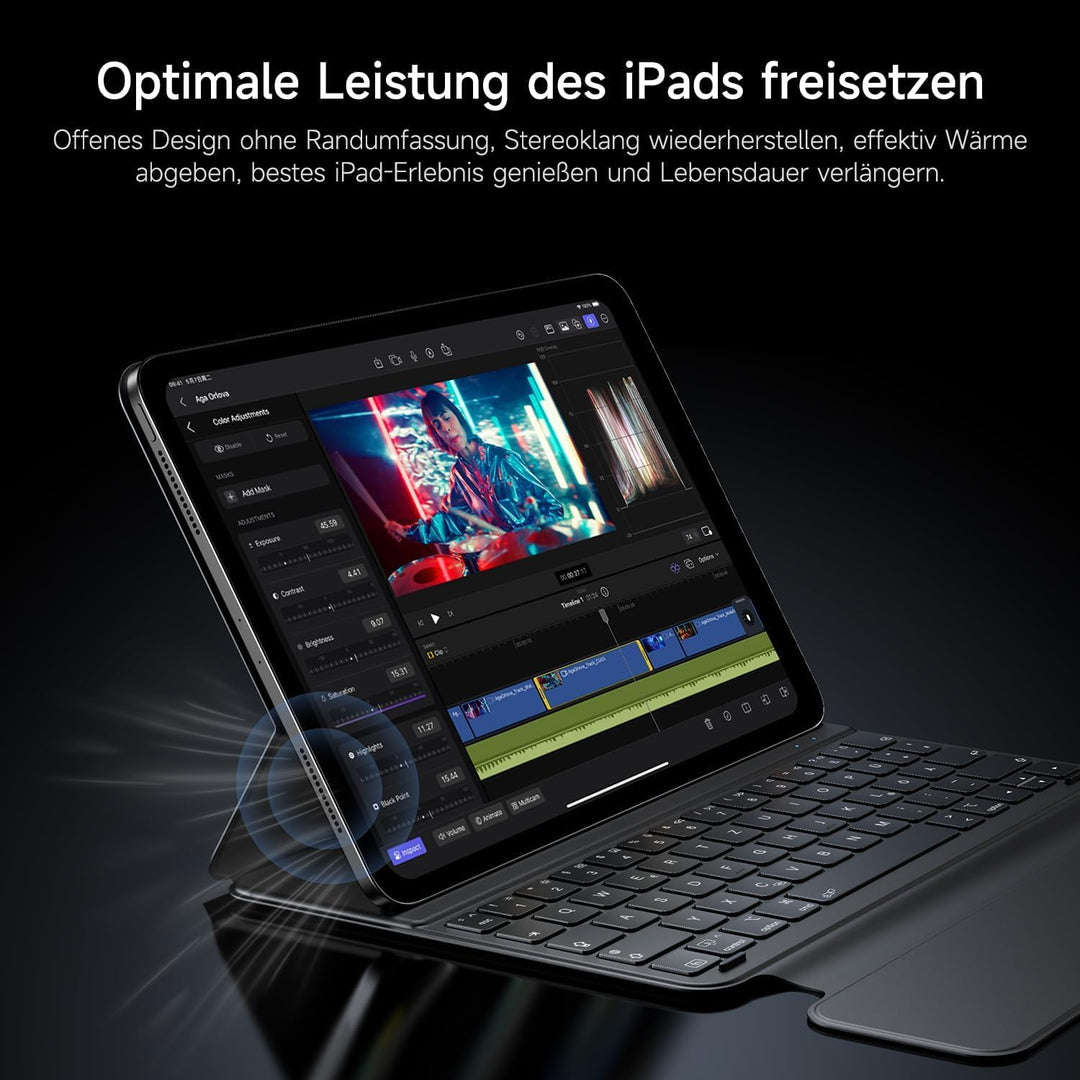 HOU für Tastatur iPad Air 11 Zoll M2/M3 &amp; Air 5./4. Gen. &amp; Pro 11 Zoll 4.–1. Gen. (2018–2022), Ultra