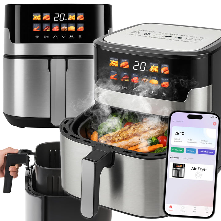 Retoo Heissluftfritteuse 6,5L - Airfryer mit Antihaftbeschichtung, 10-in-1-Funktionen, Touchscreen,