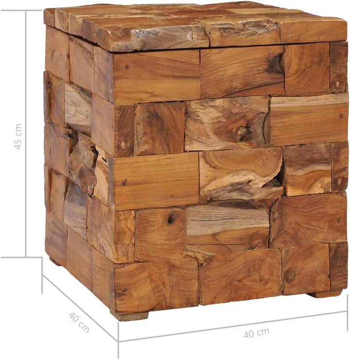 Massivholz Teak, 40 x 40 x 45 cm | Dekohocker, Schemel, Blumenhocker, Hocker mit Stauraum