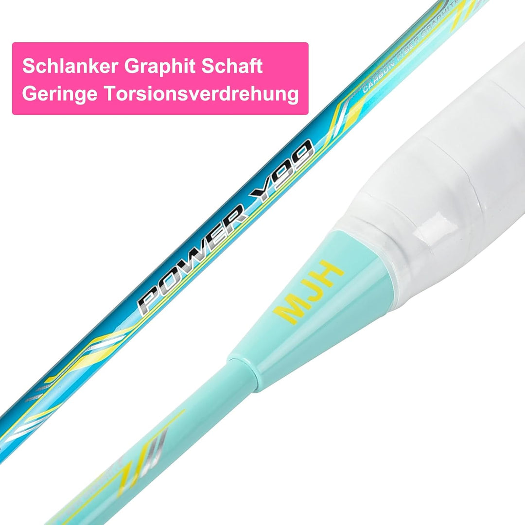 Badminton Set mit 2 Graphit Schläger - Kratzfestes Design - Federball Set für Erwachsene Incl. Feder