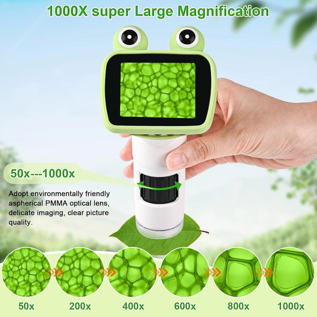 GuKKK Mikroskop für Kinder,2.0" IPS digitales Mikroskop 1000X Handheld Microscope 1080P HD Taschenmi