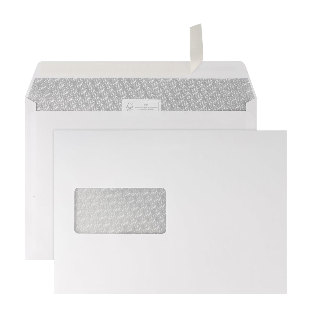 500 Briefumschläge - C5 Kuvert mit Fenster - 162x229 mm - weisse Papierumschläge - selbstklebend - U