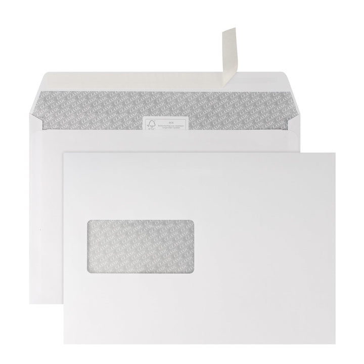 500 Briefumschläge - C5 Kuvert mit Fenster - 162x229 mm - weisse Papierumschläge - selbstklebend - U