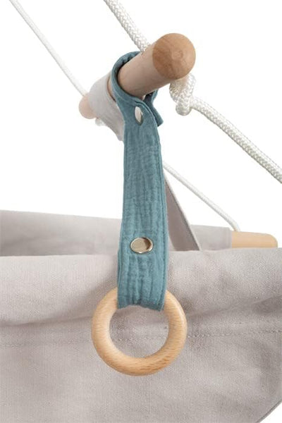 small foot Babyschaukel Seaside aus Holz und Stoff, Moderne Indoor-Schaukel mit Gurt für Babys, ab 1