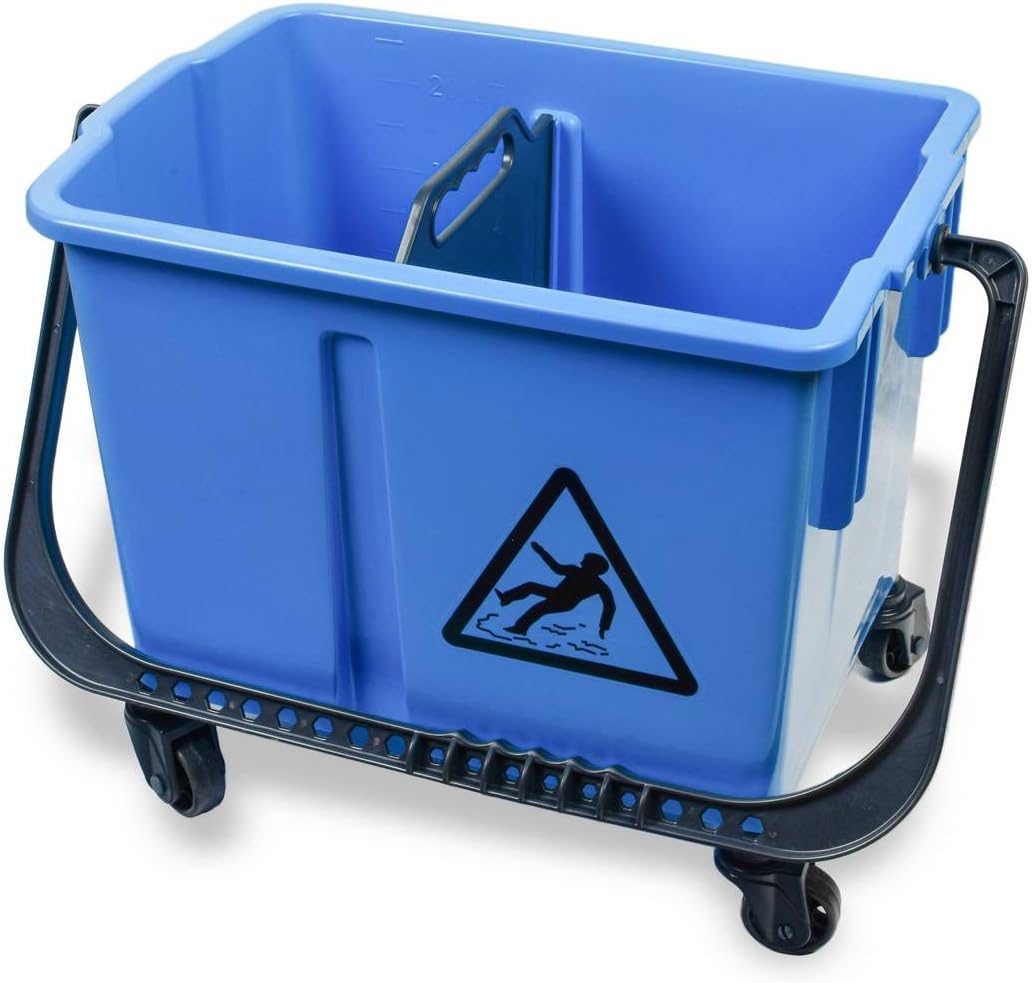 Hypafol Mini Reinigungswagen | Set 40 cm | 2-Kammer Putzwagen mit 24l Eimer mit Trennwand | mit Mopp