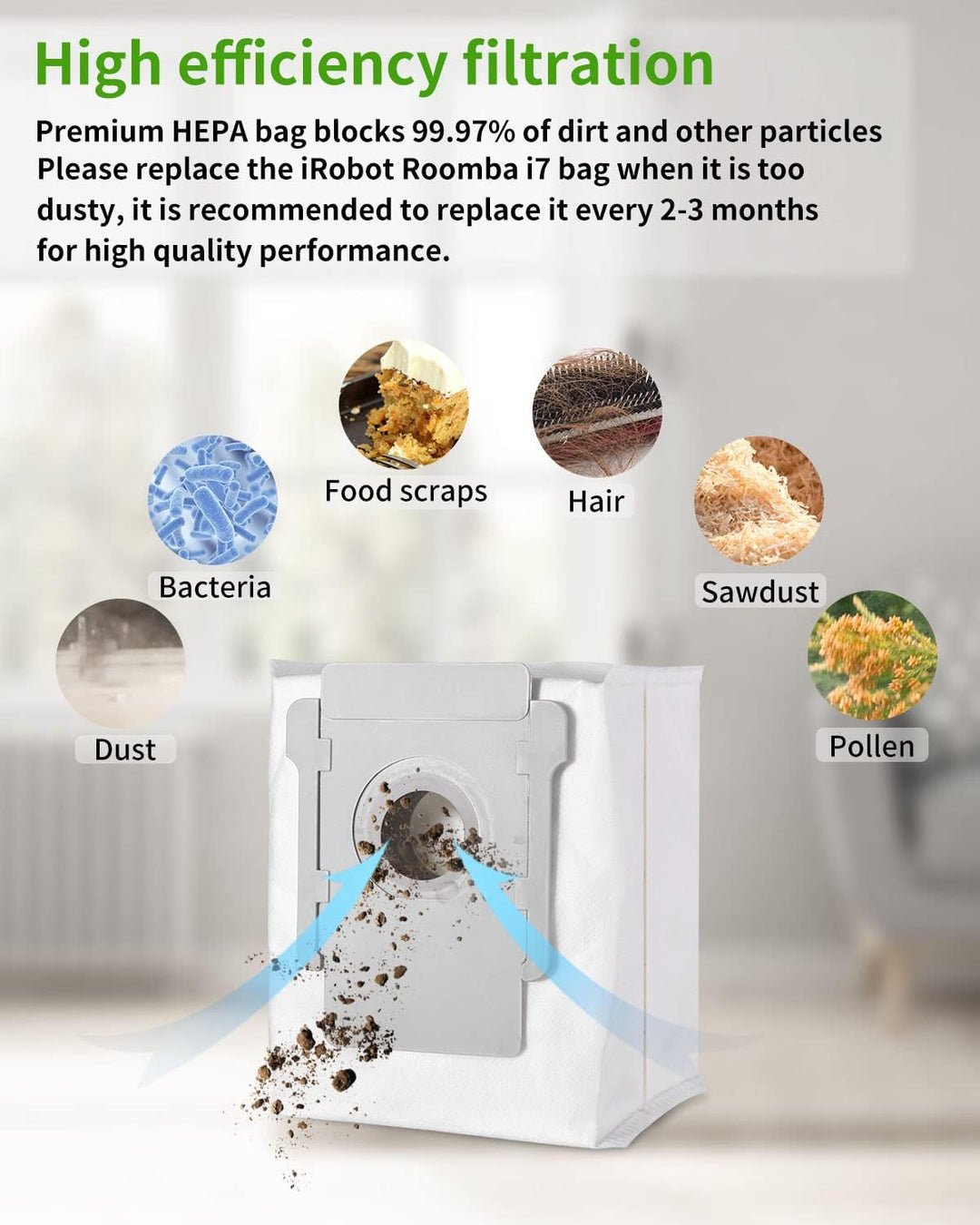 12 Ersatz-Staubbeutel kompatibel für iRobot i7 i7+ i7 Plus S9 S9+ j7 j7+ j7 Plus E5 E6 E7, Zubehör S