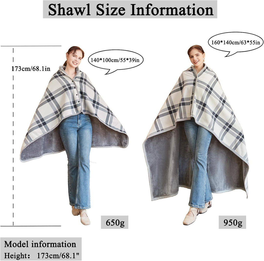 SIVENKE Damen Poncho Fleece Tragbare Decke, Karierte Schossdecke Bequemer Poncho Plüschdecken Überwu