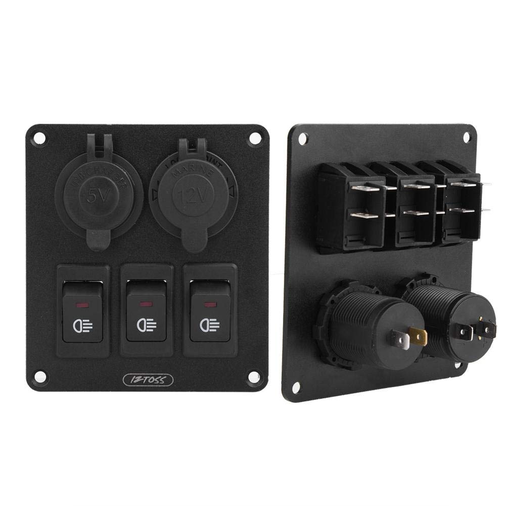 Keenso Auto Boot Wippschalter Panel, Wasserdichte marine LED 3 Gang Wippschalter Schaltpanel + Doppe