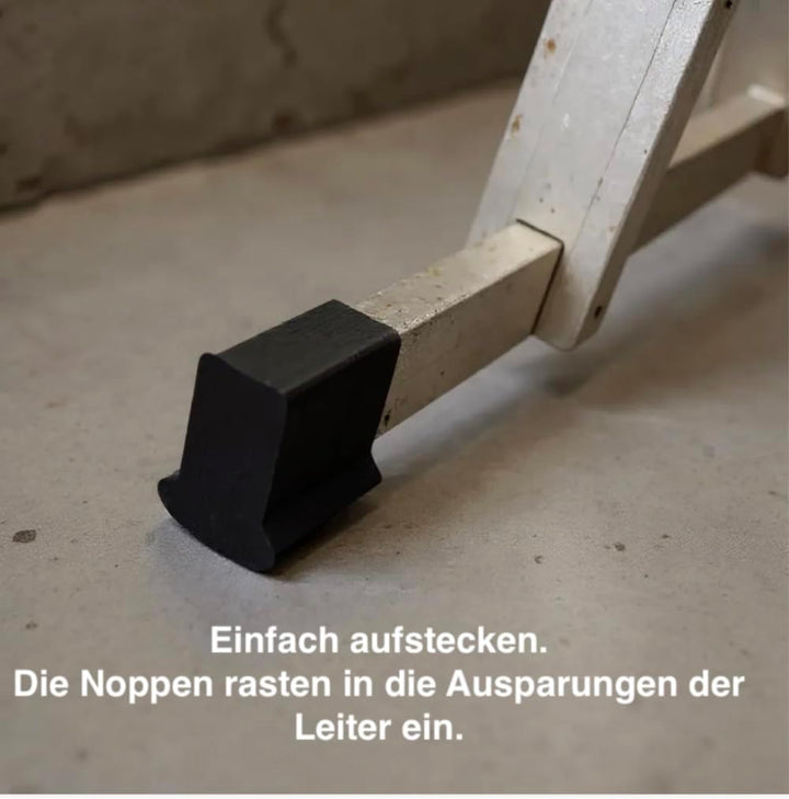 4 Stück: Leiterschuhe, 50 x 22 mm, Länge 60 mm, Material: TPU: rutschhemmend, UV-beständig.