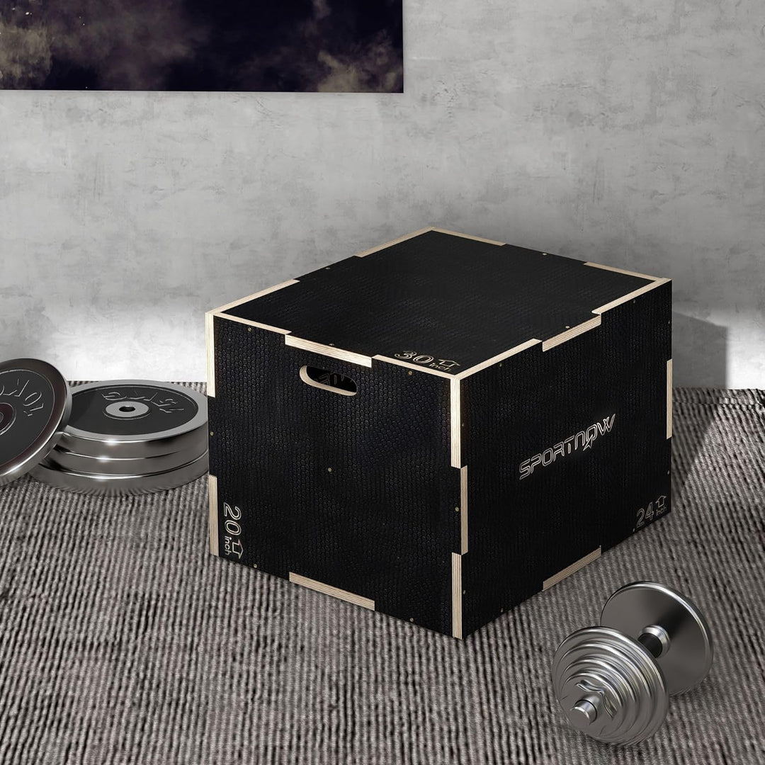 SPORTNOW 3 in 1 Plyo Box, Sprungbox aus Holz, Plyometric Plattform mit Griff, Plyometrisches Trainin