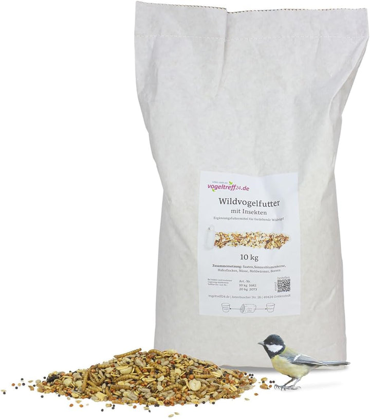 vogeltreff24 Wildvogelfutter mit Insekten und Sämereien - ausgewogene Vogelfutter-Mischung für Wildv