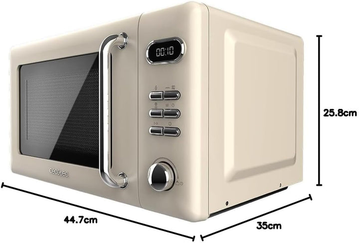 Cecotec Digitale Mikrowelle mit Grill Proclean 5110, 20 l, Retro-Beige, 700 W in 5 Stufen, Timer bis