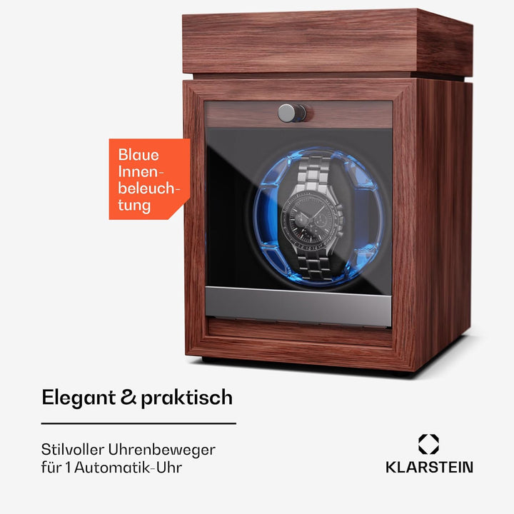 Klarstein Uhrenbeweger für Automatikuhren, Automatik-Uhrenbeweger für 1 Uhr mit Acryl-Tür, Automatis