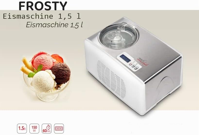Melchioni Family | Eismaschine mit Kompressor FROSTY, Automatisch, Eiscreme in 60 Minuten, 150W, 1,5