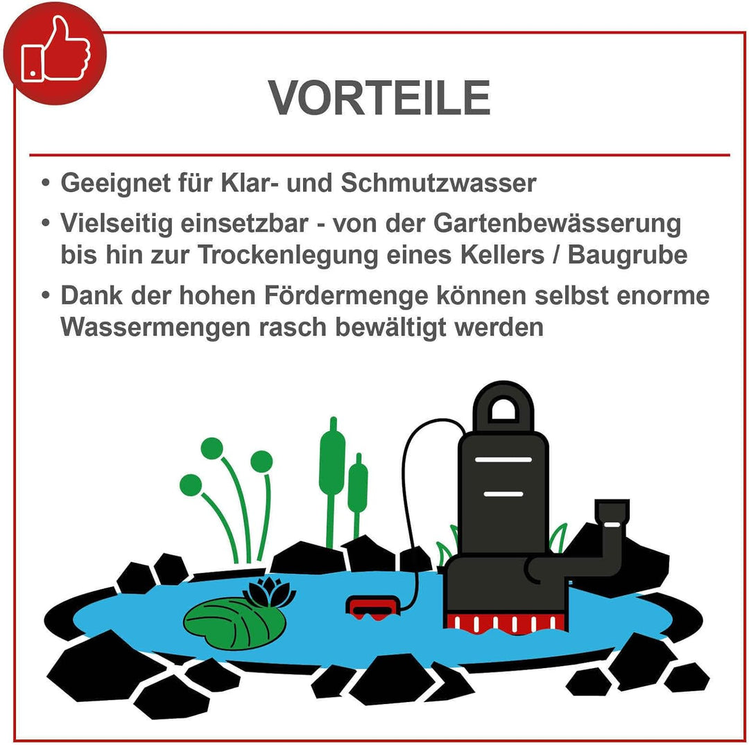 Scheppach Kombitauchpumpe SWP750 | 750W Leistung | 20000 l/h Fördermenge | 8,5m Förderhöhe | 1¼“-Ans