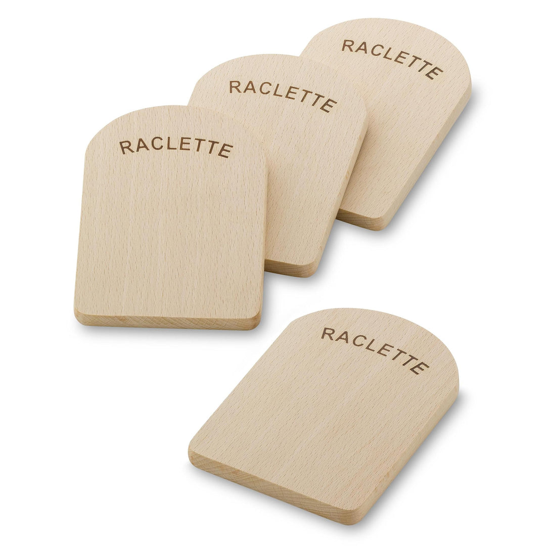 Kela Set 4teilig BAAR, Brettchen Holz 14 x 9,5 cm, Buchenholz, Zubehör Untersetzer, Raclette Parkpla