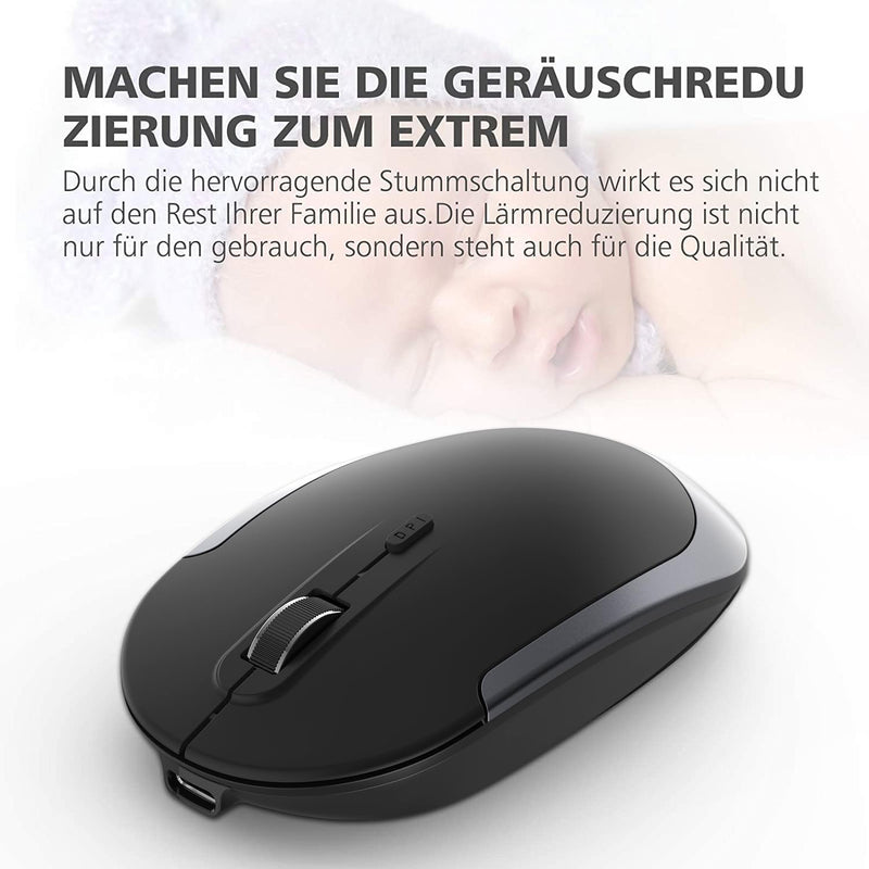 iClever GK03 2.4G Tastatur Maus Set Kabellos, Aluminium Wireless Slim Tastatur QWERTZ Layout (Deutsc