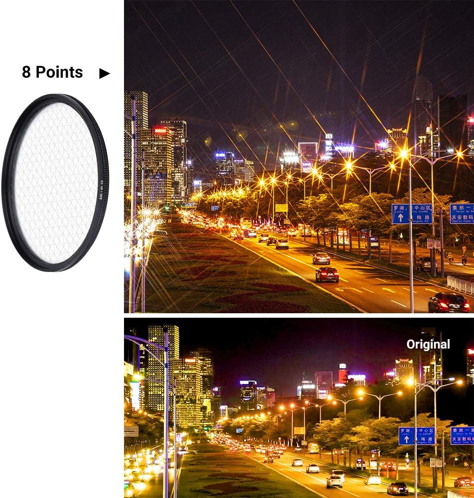 JJC 67 mm optisches Glas mit variablem Sternfilter-Set (4 Punkte, 6 Punkte und 8 Punkte) für Canon E