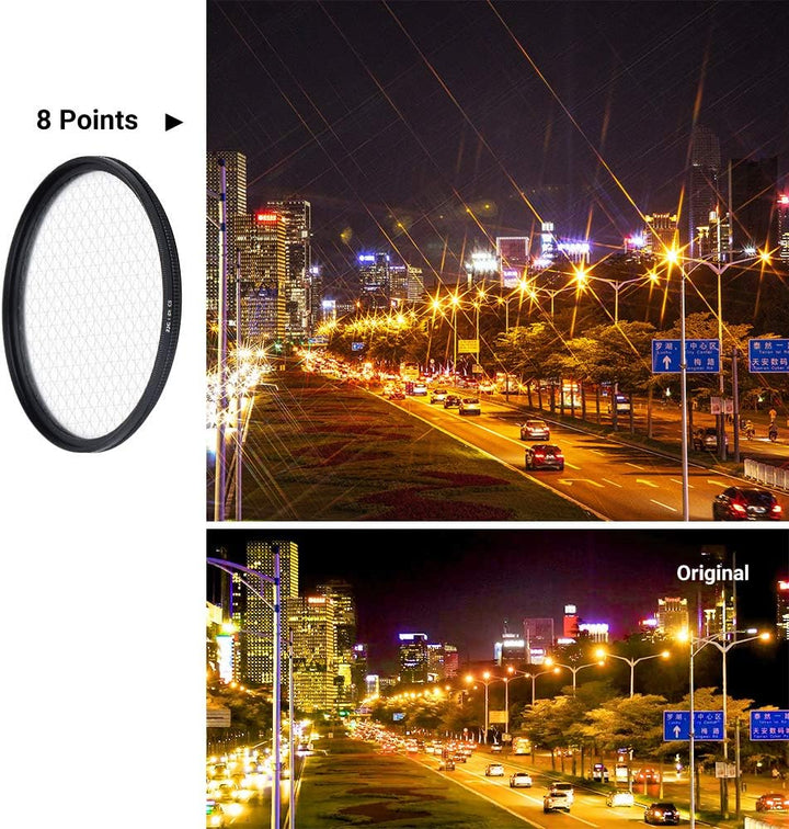 JJC 67 mm optisches Glas mit variablem Sternfilter-Set (4 Punkte, 6 Punkte und 8 Punkte) für Canon E