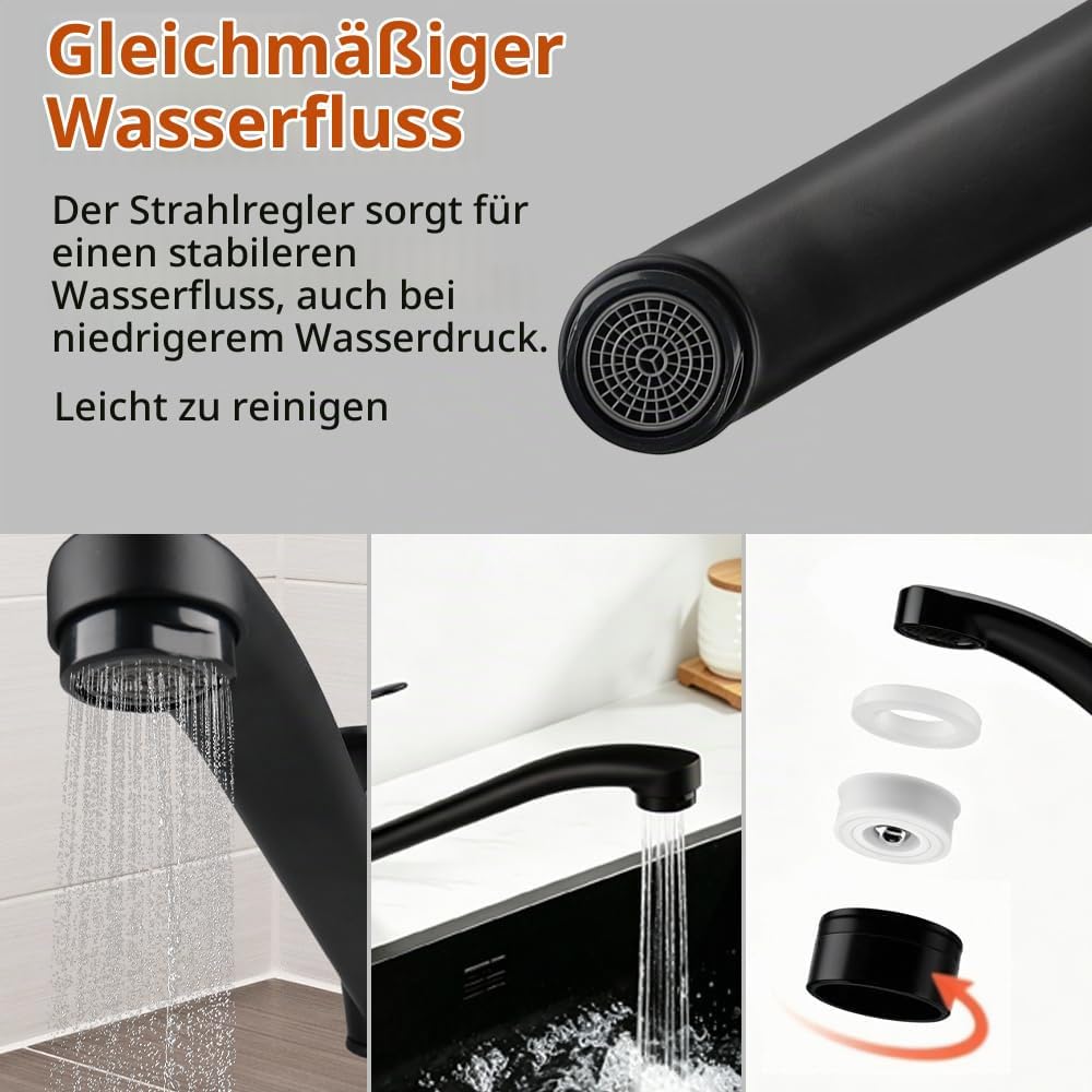 Küchenarmatur Wasserhahn Küche Schwarz mit Einhebelmischer Schwarz Schwarz (Neues Upgrade), Schwarz