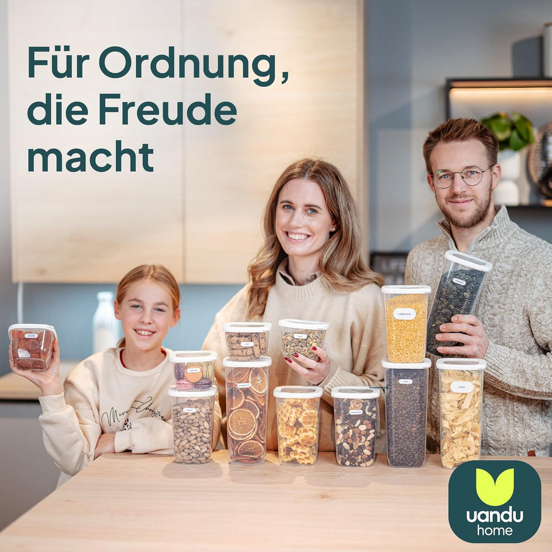 uandu Vorratsdosen mit Deckel Luftdicht - 12er Vorratsbehälter Set | Aufbewahrungsbox Küche Aufbewah