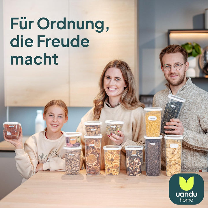 uandu Vorratsdosen mit Deckel Luftdicht - 12er Vorratsbehälter Set | Aufbewahrungsbox Küche Aufbewah