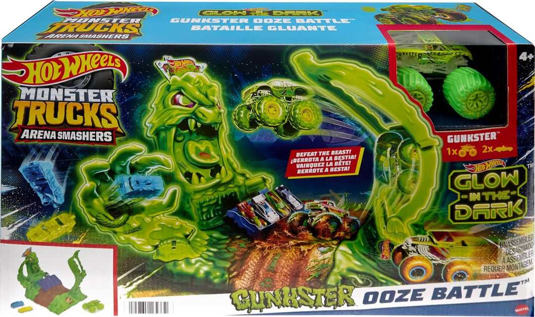 Hot Wheels Monster Trucks Arena Smashers Glow-in-The-Dark Gunkster Spielset mit 1 Glow-in-the-Dark-G