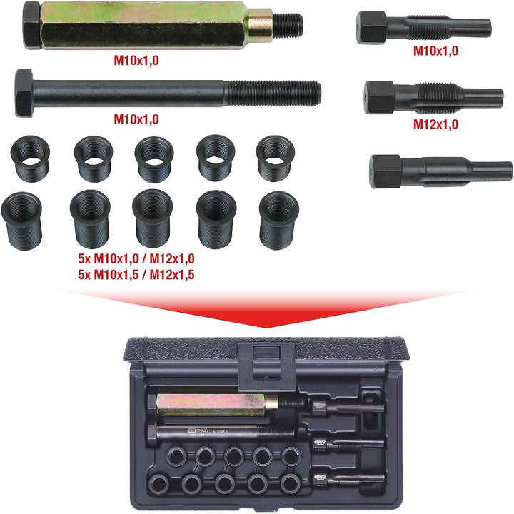KS Tools 150.5040 THREADfix Reparatur-Satz M10x1 Glühkerzen,15-tlg.
