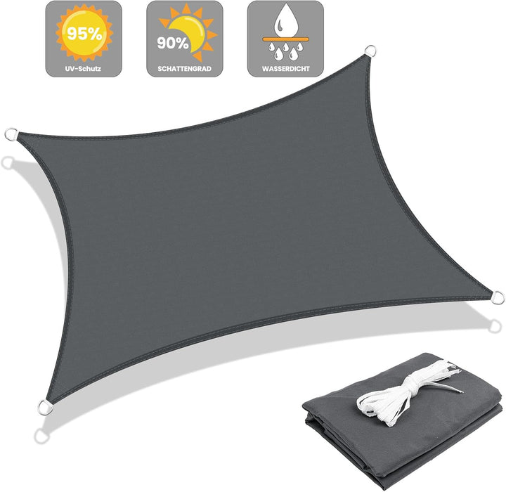 LOVE STORY Sonnensegel Wasserdicht 2x4m Rechteckig PES Polyester Sonnenschutz Windschutz Balkon Terr