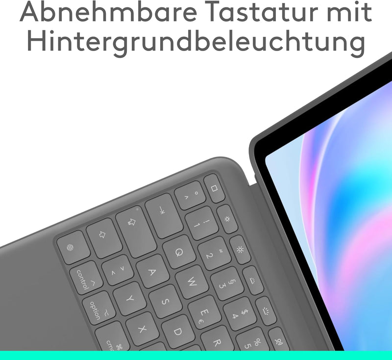 Logitech Combo Touch iPad Air (4. und 5. gen - 2020, 2022) Keyboard Case - Abnehmbare Tastatur mit H