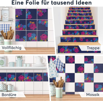 30 Stück Fliesenfolie für Bad und Küche 15x15 cm - Klebefliesen, Mosaikfliesen - Klebefolie Fliesen