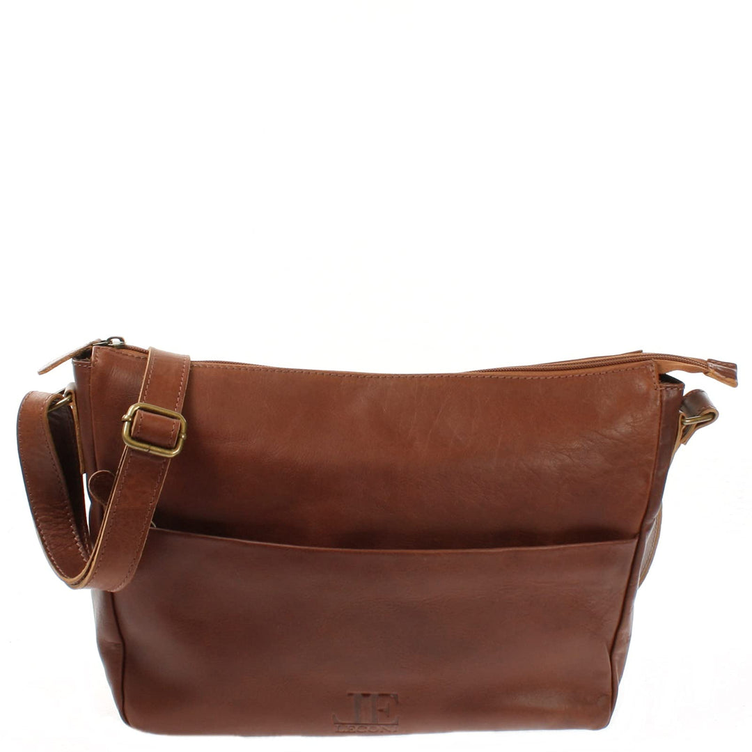 LECONI Umhängetasche Leder Schultertasche Damentasche natur weiche Ledertasche Handtasche für Damen